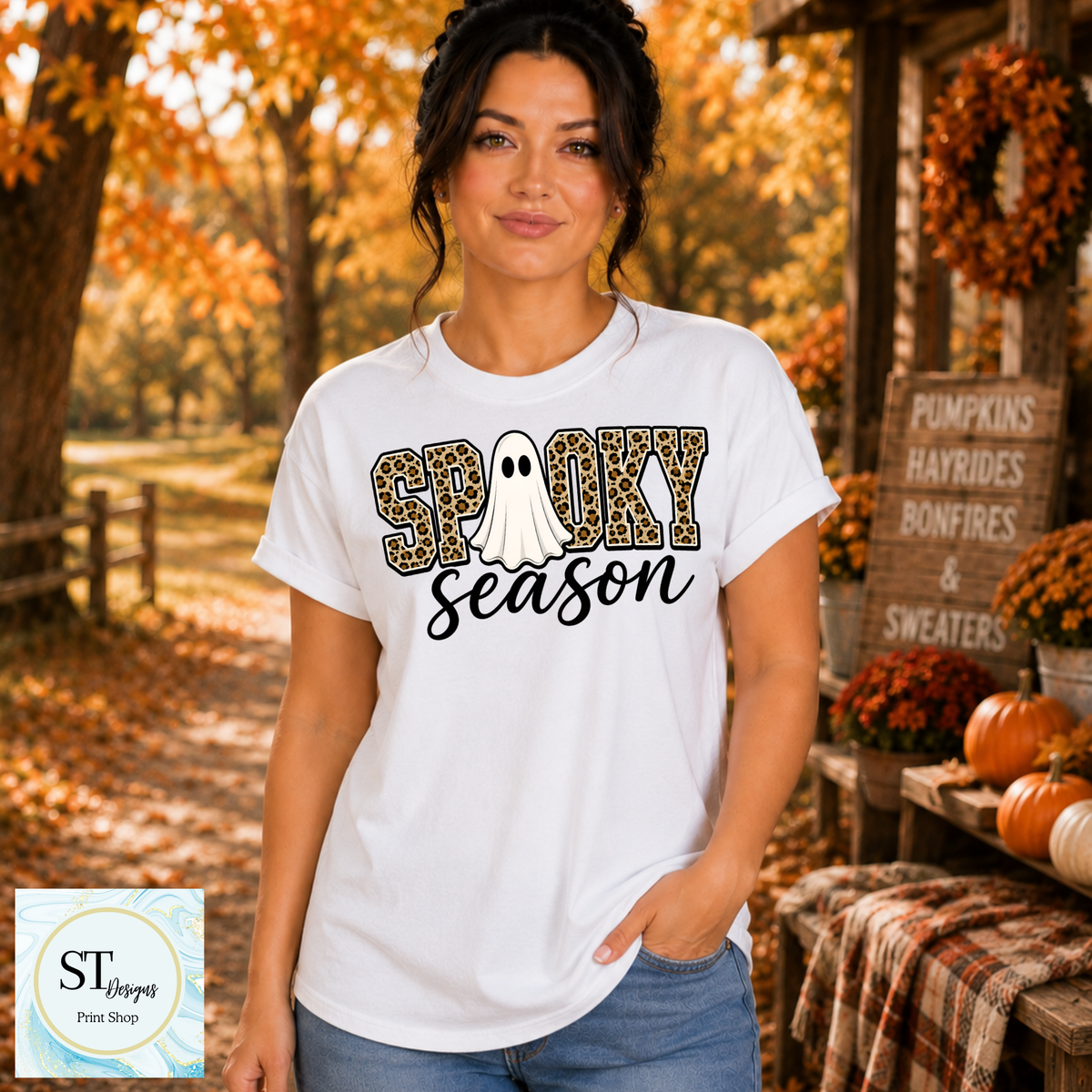 Spooky Season Leopard Ghost Halloween Graphic