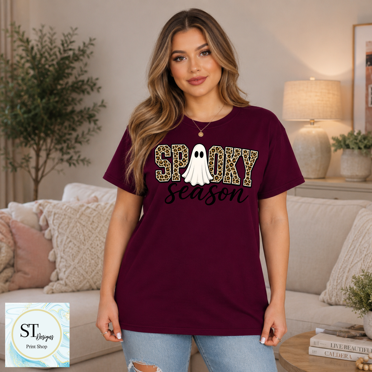 Spooky Season Leopard Ghost Halloween Graphic