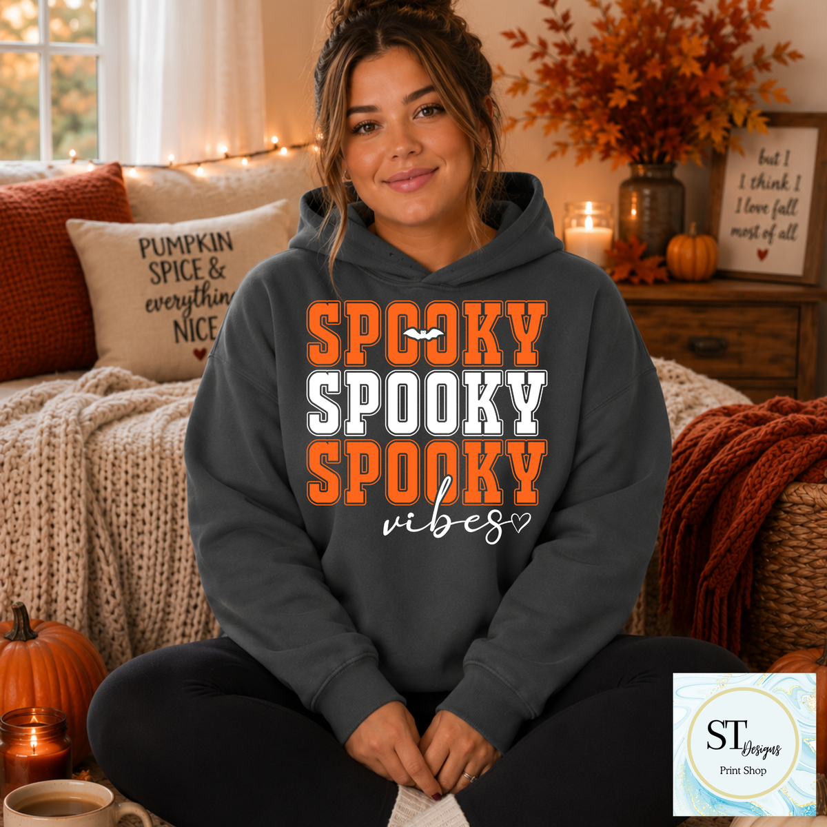 Spooky Spooky Spooky Vibes Halloween Graphic