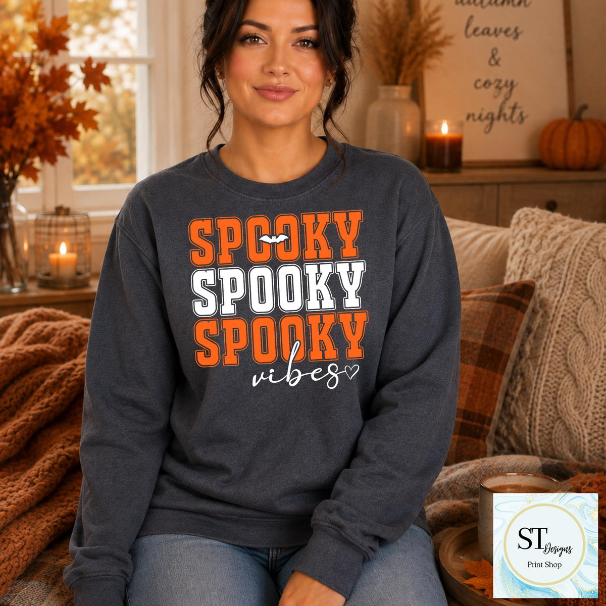 Spooky Spooky Spooky Vibes Halloween Graphic