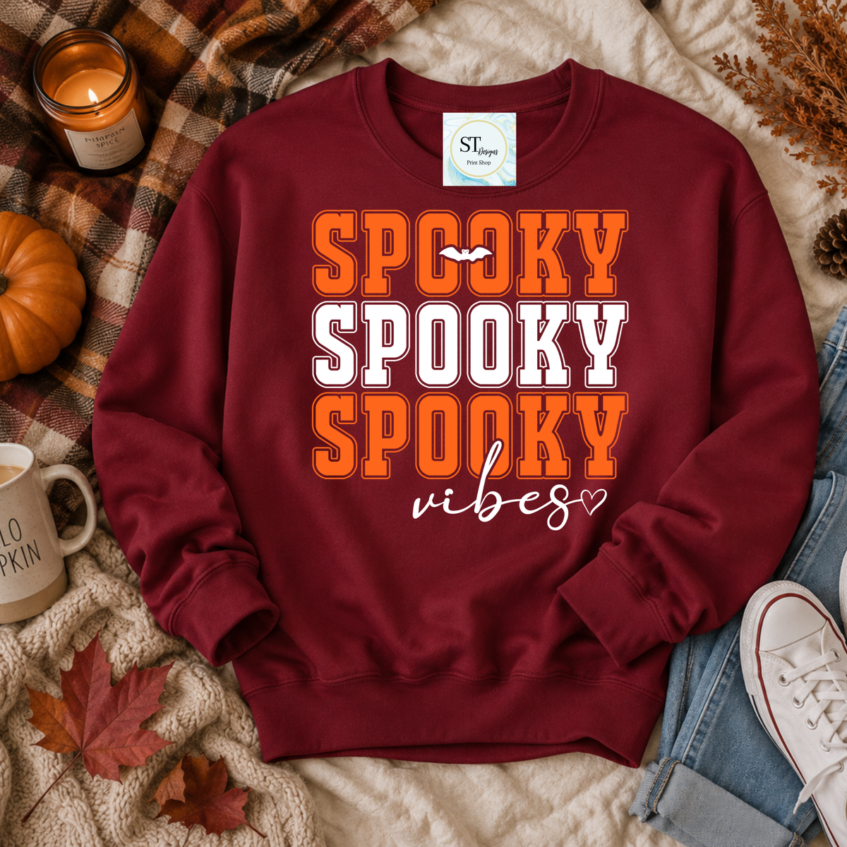 Spooky Spooky Spooky Vibes Halloween Graphic