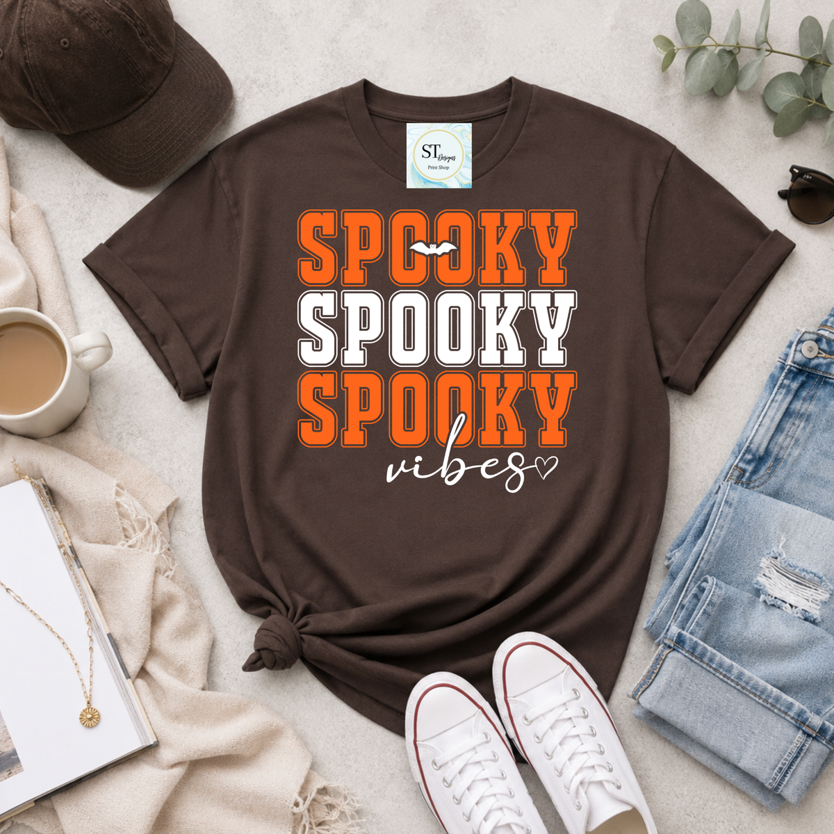 Spooky Spooky Spooky Vibes Halloween Graphic