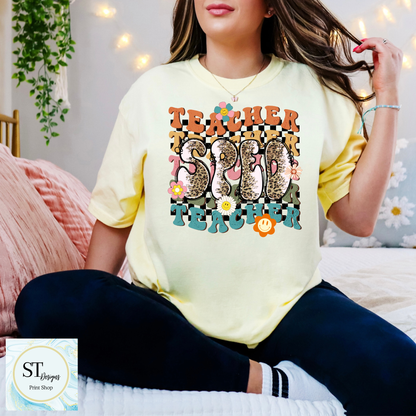 Retro Teacher Life SPED Graphic T-Shirt | Boho Speckled SPED Teacher Tee | Cute Back to School Shirt | Unisex S-5XL