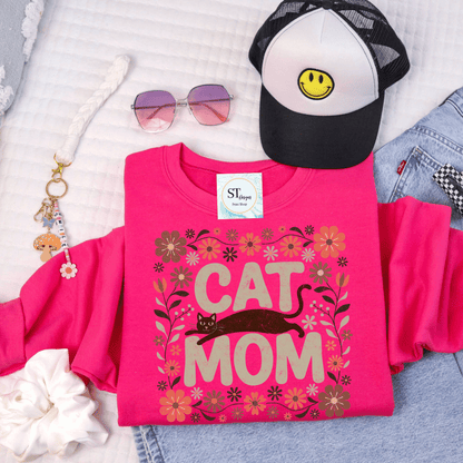 Cat Mom Floral Cat Lover