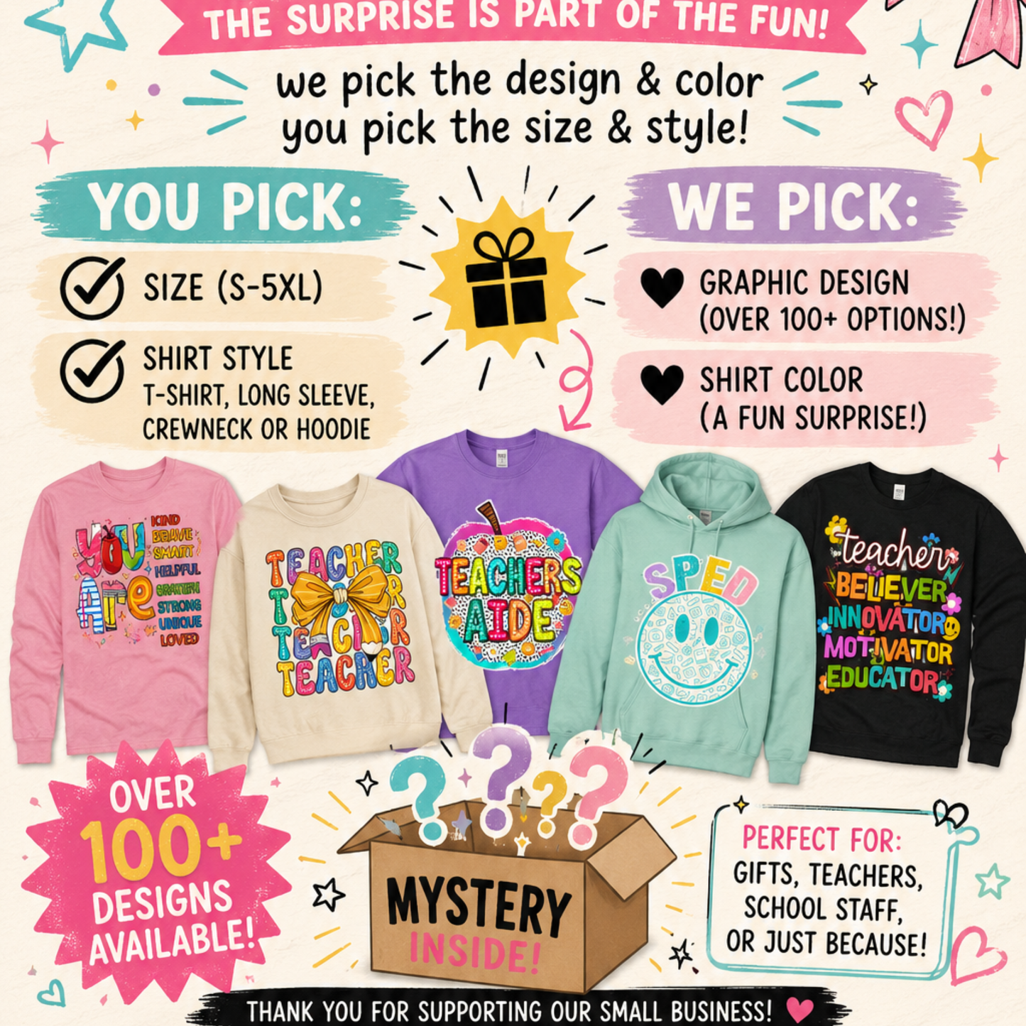 Teacher Mystery Shirt | Surprise Graphic Collection