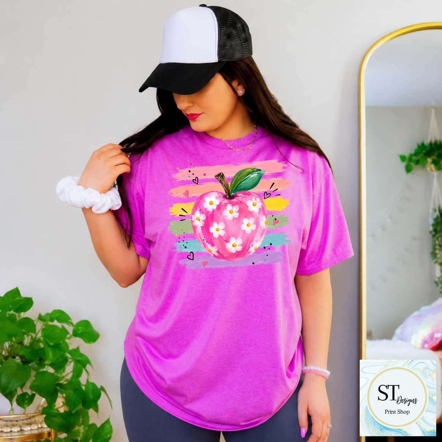 Preppy Teacher Watercolor Apple
