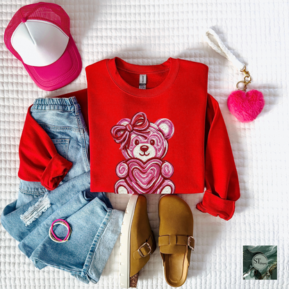 Faux Yarn Heart Teddy Bear