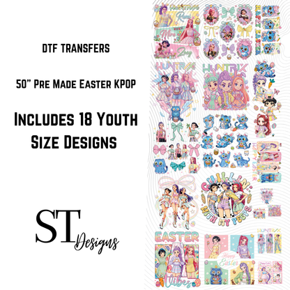 50" YOUTH Pre Made Easter Kpop DTF Gangsheet