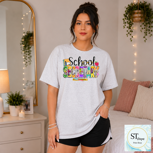 School Secretary Graphic T-Shirt | Cute School Office Staff Tee | Back to School Secretary Shirt | Unisex S-5XL