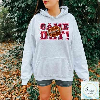 Red Glitter Game Day Football
