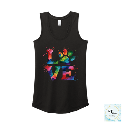 Love TieDye Paw Tank Top - Womans Razon Back Fit