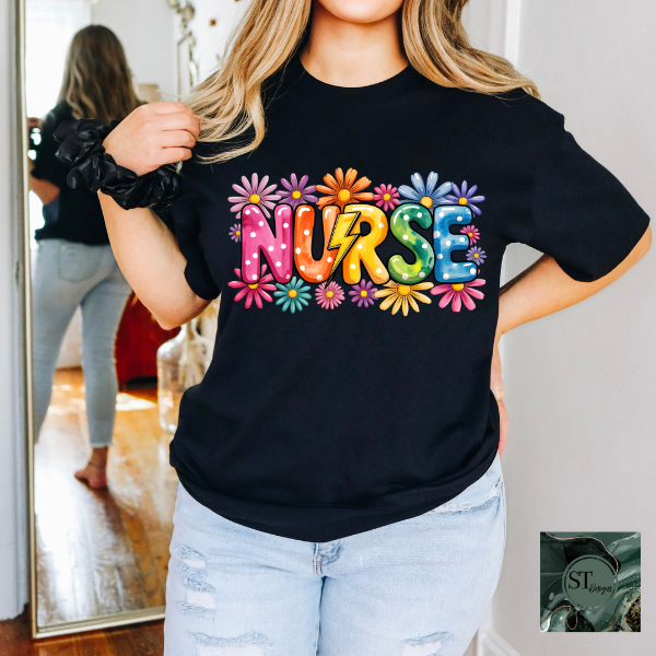 Nurse Rainbow Daisy T-Shirt