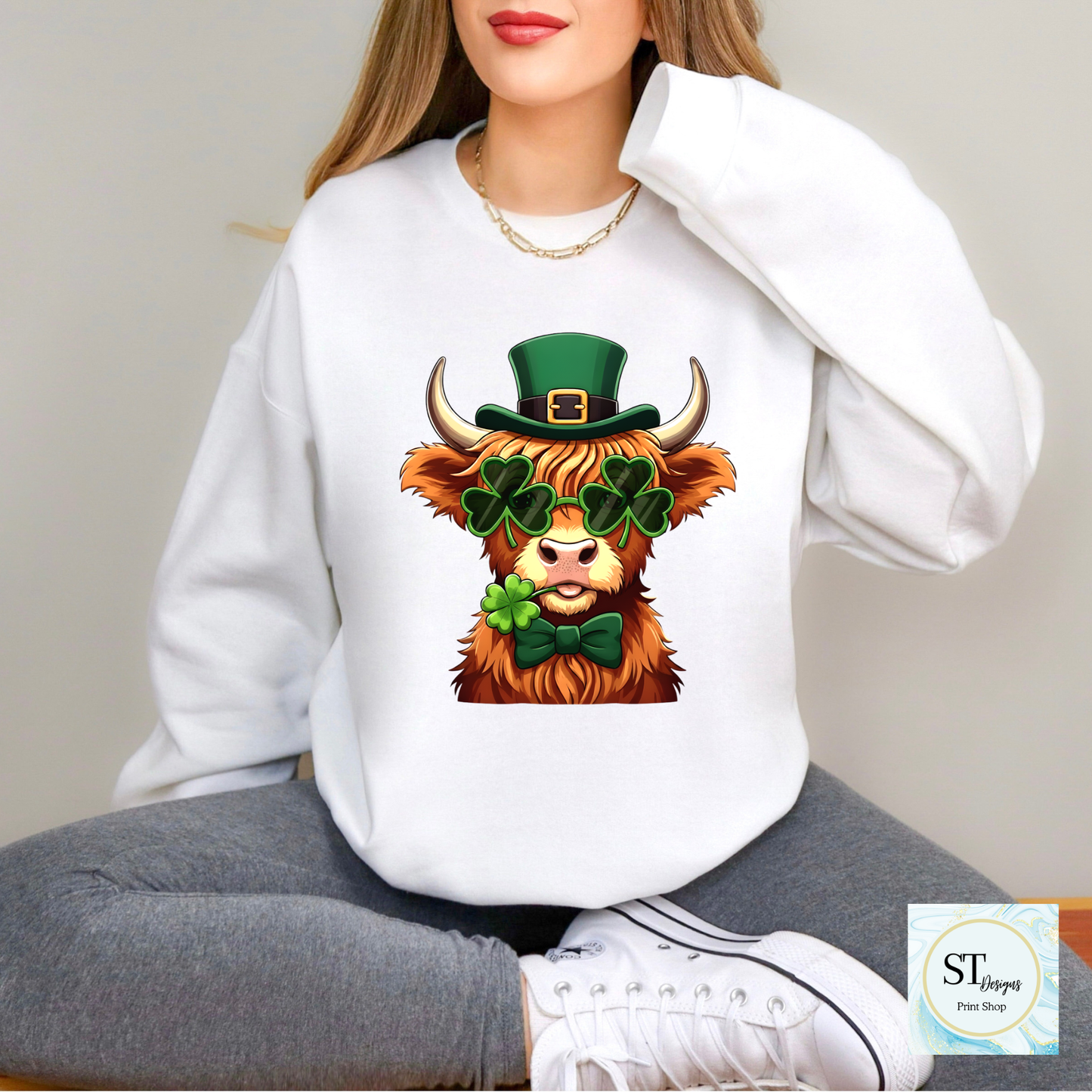 Highland Cow St Pattys Day