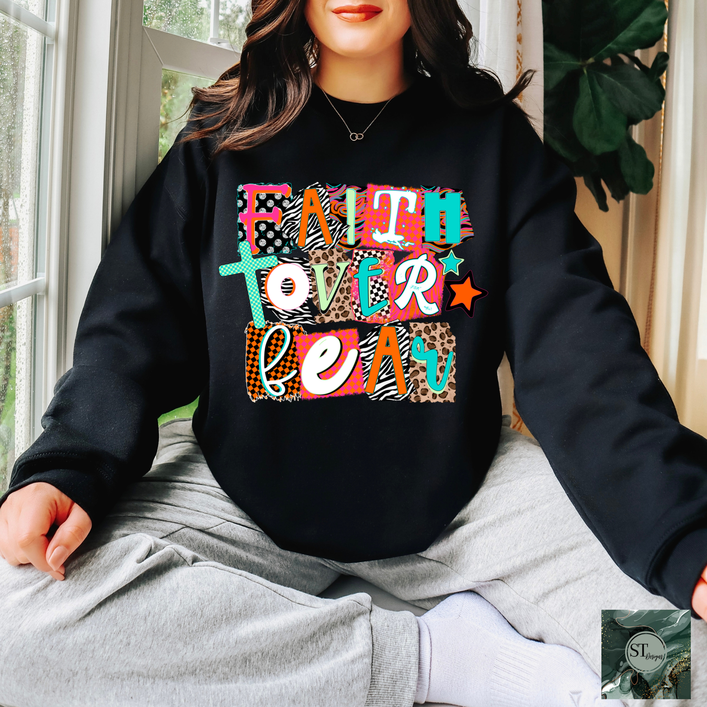 Faith Over Fear Pop Culture Colorful T-shirt and Long sleeve options unisex fit