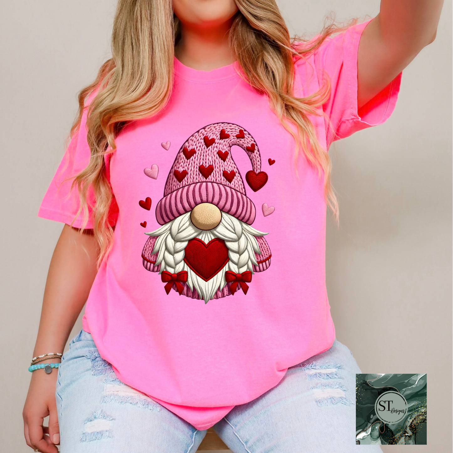 Valentines Gnome T-shirt, Long sleeve and crewneck options unisex fit