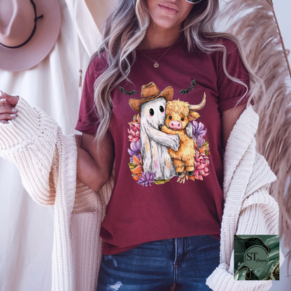 Hugging Ghost and Cow Floral