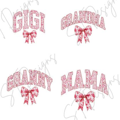 Pink Floral Custom Name Bow Sweatshirt or Joggers