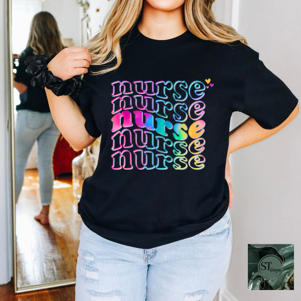 Stacked Nurse tie dye T-Shirt