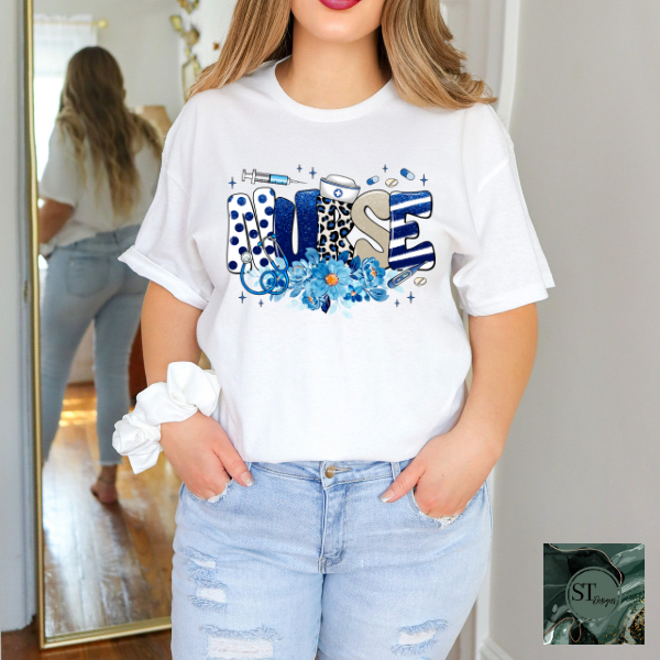 Nurse royal blue and white T-Shirt
