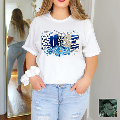 Nurse royal blue and white