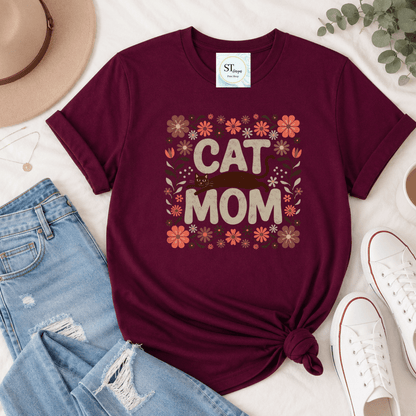 Cat Mom Floral Cat Lover
