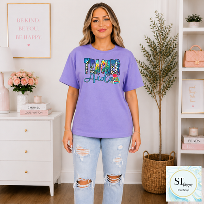 Teacher Aide Graphic T-Shirt | Cute Teacher Assistant Shirt | School Support Staff Tee | Back to School | Unisex S-5XL