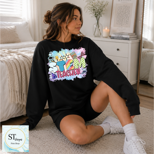 STEM Teacher Graphic Crewneck Sweatshirt | Science, Technology, Engineering & Math Teacher Sweatshirt | Unisex S-5XL