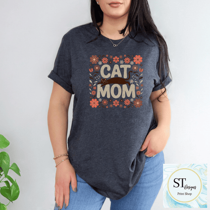 Cat Mom Floral Cat Lover