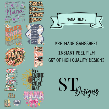 Nana Premade DTF Gangsheet 60" Adult Size