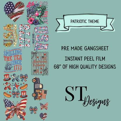 Patriotic Premade DTF Gangsheet 60" Adult Size