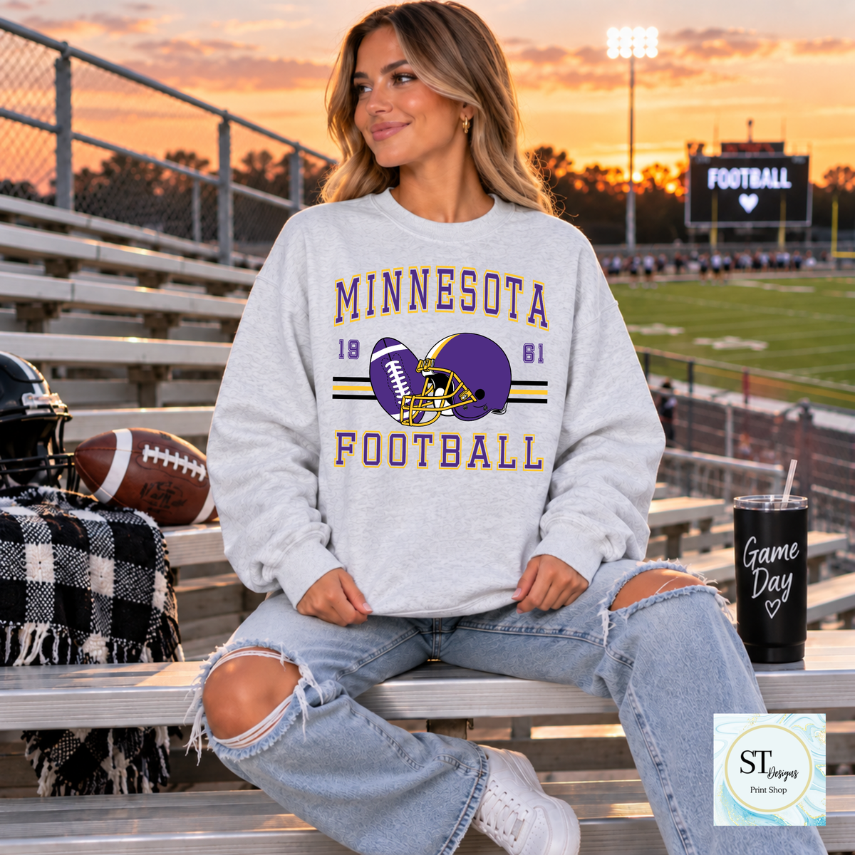 Game Day Football Crewneck Sweatshirt | Choose Your Team + Optional Custom Name & Number