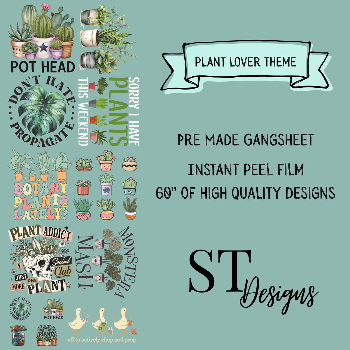 Plant Lover Premade DTF Gangsheet 60" Adult Size