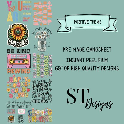 Positive Premade DTF Gangsheet 60" Adult Size