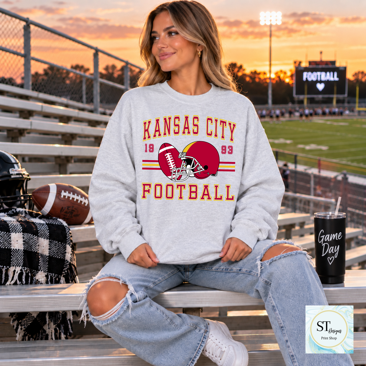 Game Day Football Crewneck Sweatshirt | Choose Your Team + Optional Custom Name & Number