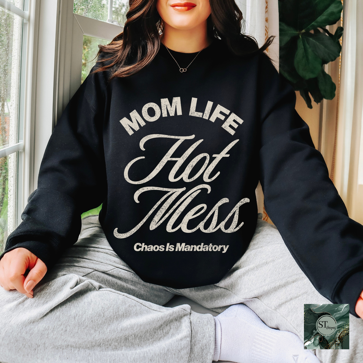 Mom Life Hot Mess T-Shirt and Sweatshirt options unisex fit