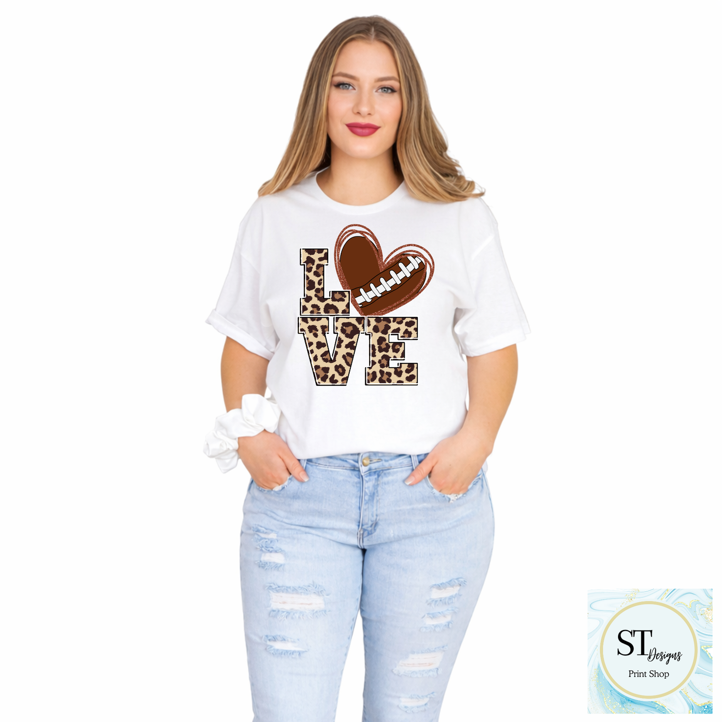 Leopard Glitter Print LOVE Football