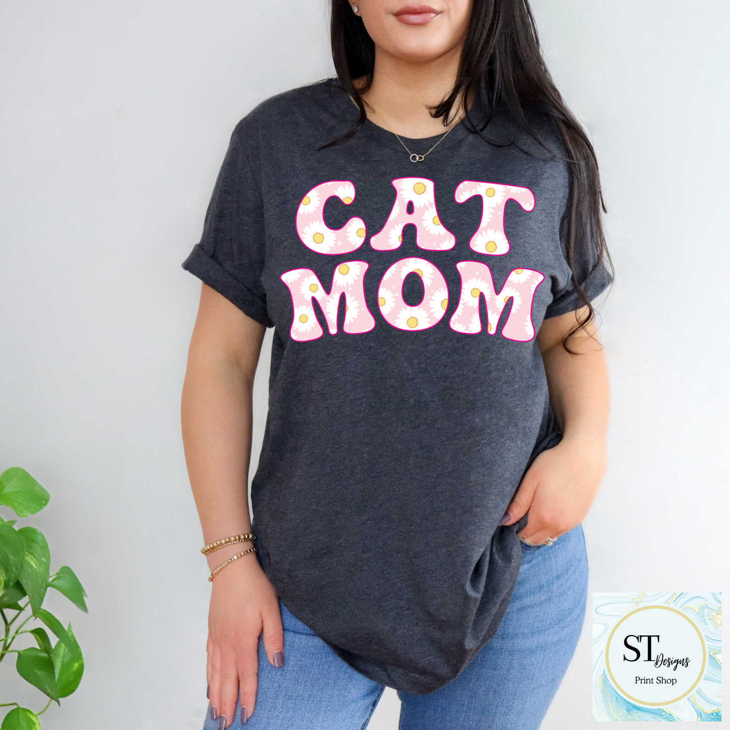 Pink Daisy Cat Mom