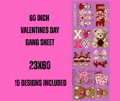Valentines Day premade Gangsheet 60"
