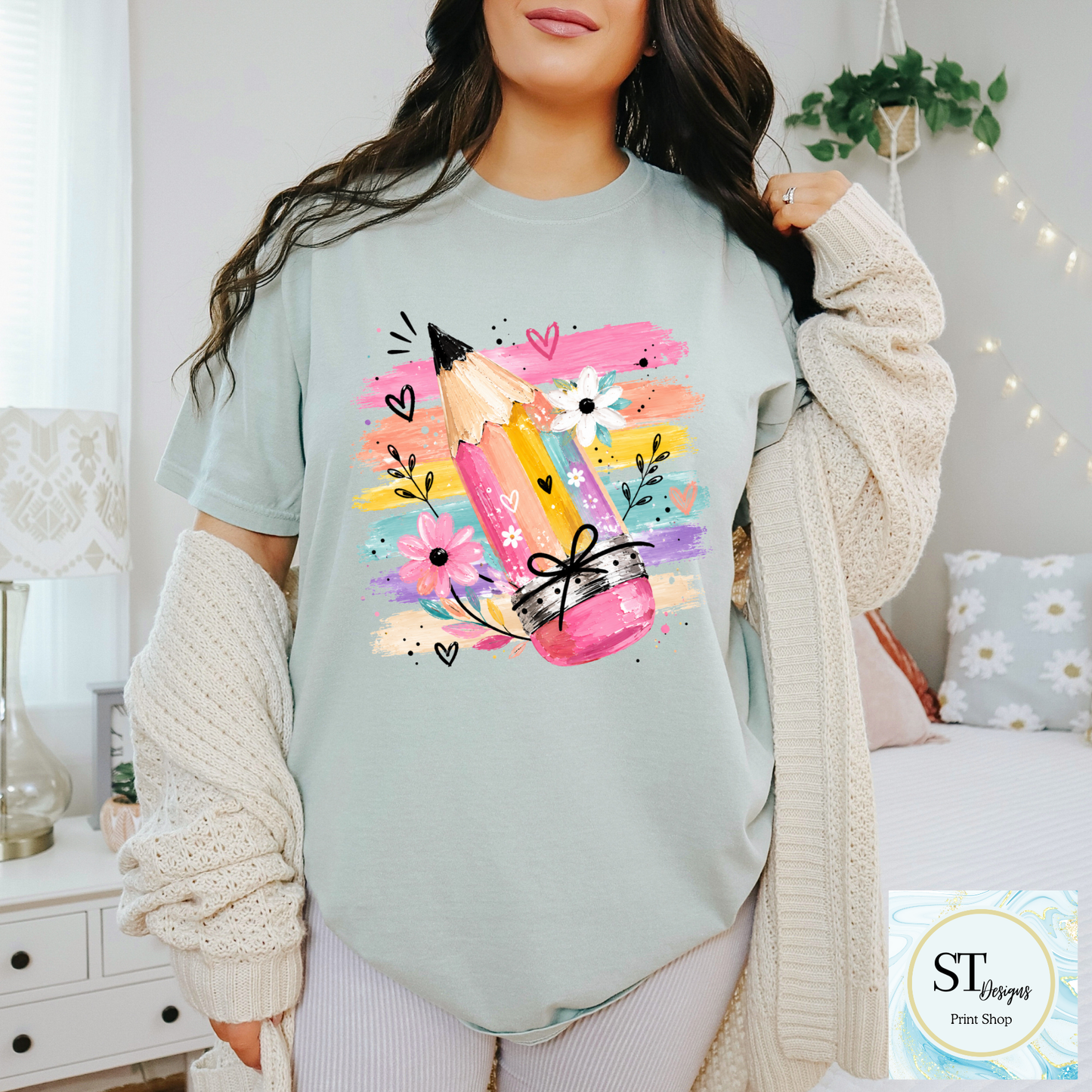 Colorful Pencil Teacher Shirt | Cute Back to School Graphic Tee | Teacher Appreciation Gift | Classroom T-Shirt