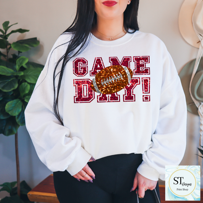 Red Glitter Game Day Football