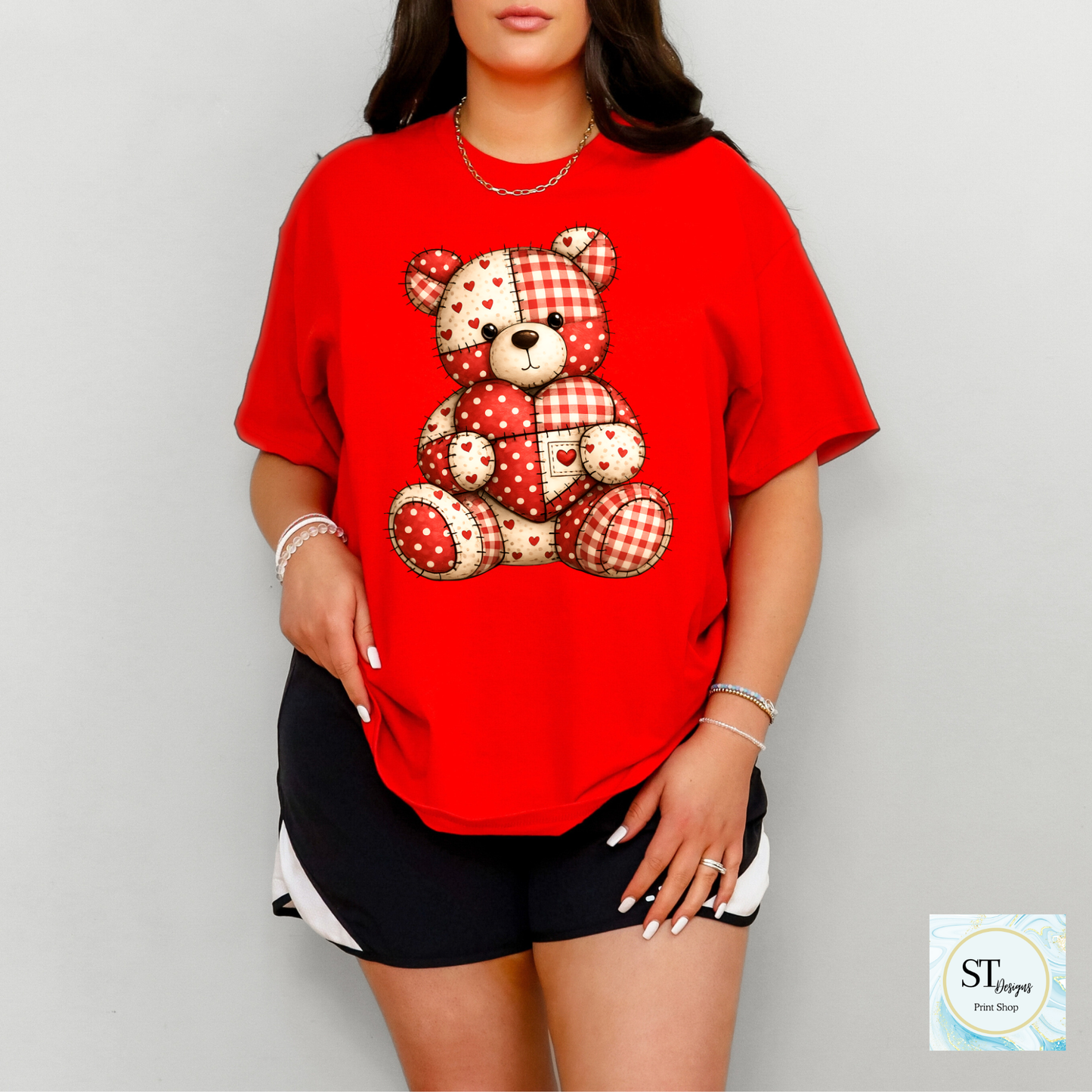 Faux Patch Heart Teddy Bear