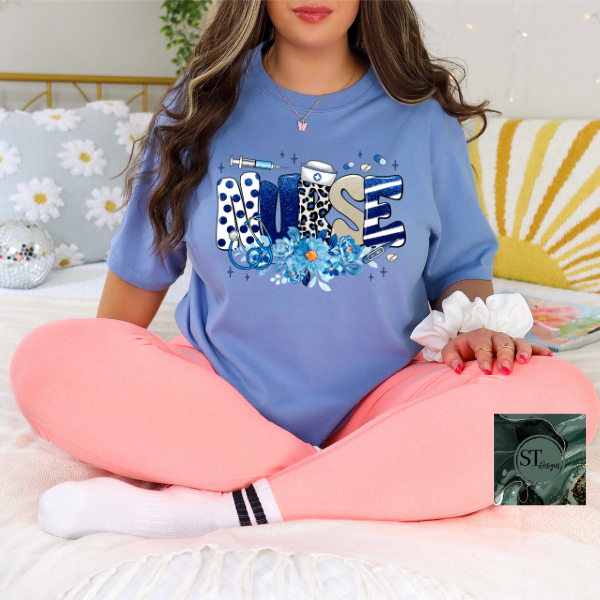 Nurse royal blue and white T-Shirt