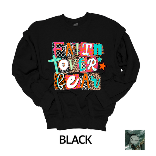 Faith Over Fear Pop Culture Colorful T-shirt and Long sleeve options unisex fit