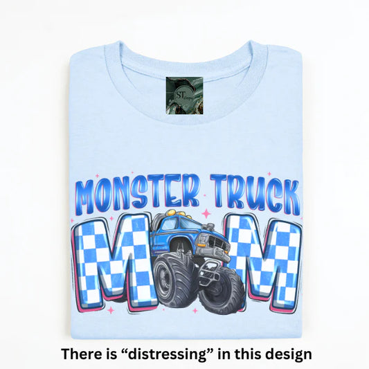 Monster Truck Mama Light Blue Graphic T-Shirt