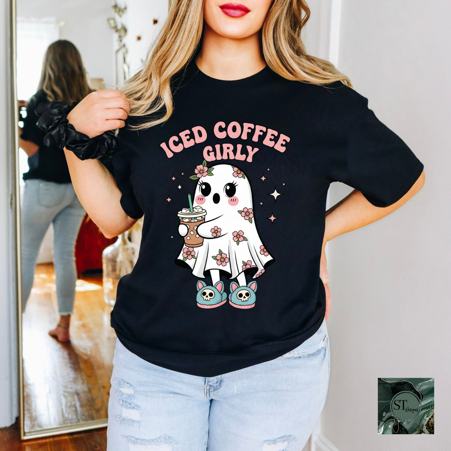 Iced Coffee Girly Ghost with slippers