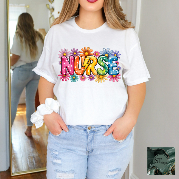 Nurse Rainbow Daisy T-Shirt