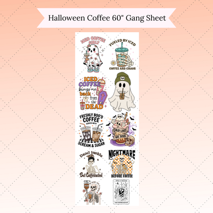 60'' Fall Coffee Lovers Ready to press Gang sheet