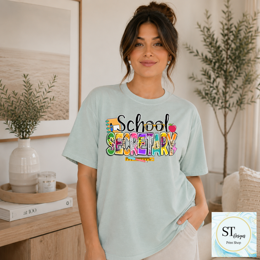 School Secretary Graphic T-Shirt | Cute School Office Staff Tee | Back to School Secretary Shirt | Unisex S-5XL