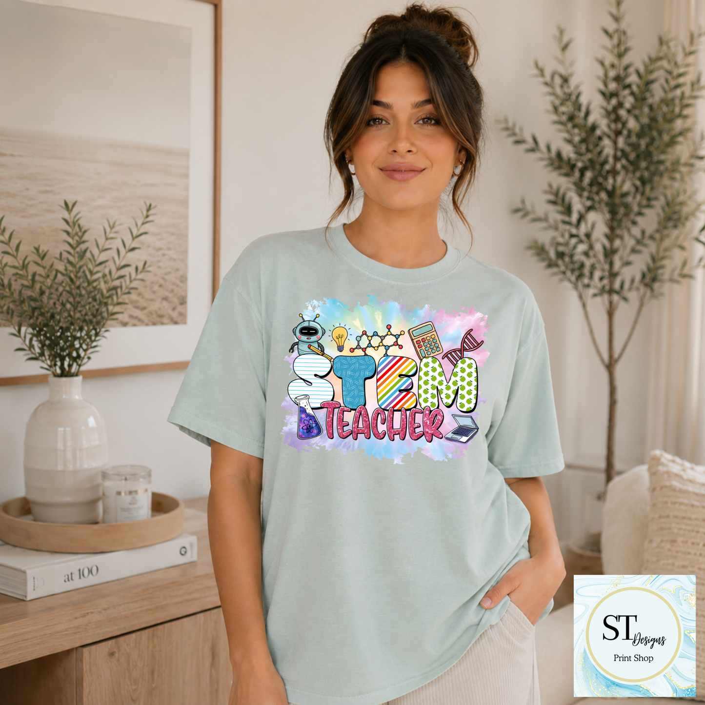 STEM Teacher Graphic Crewneck Sweatshirt | Science, Technology, Engineering & Math Teacher Sweatshirt | Unisex S-5XL