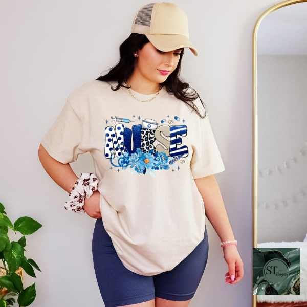 Nurse royal blue and white T-Shirt